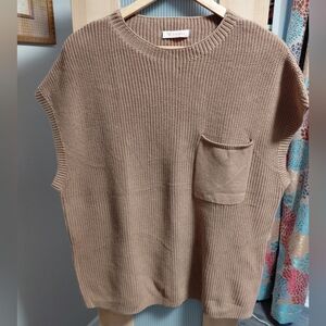 Women's Kirundo Tan Knit Cotton Vest Comfy Size XL Layers